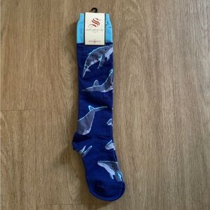 Navy Shark Pattern Women's Casual Socks